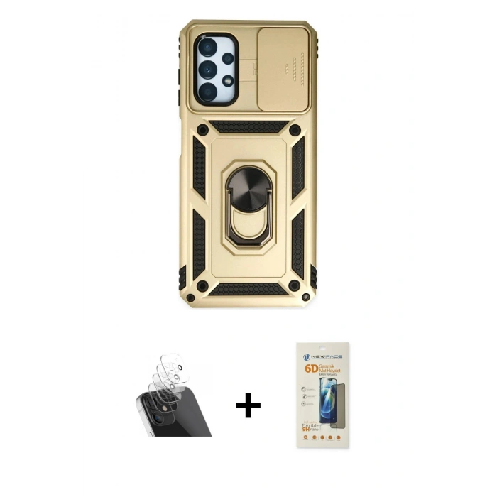 MARSİLYAN™- Galaxy A33 5G Kılıf Ahenk Klasik - Siyah 6D Mat Seramik Hayalet Nano Ekran Koruyucu + Kamera Lens Koruma Cam - SF