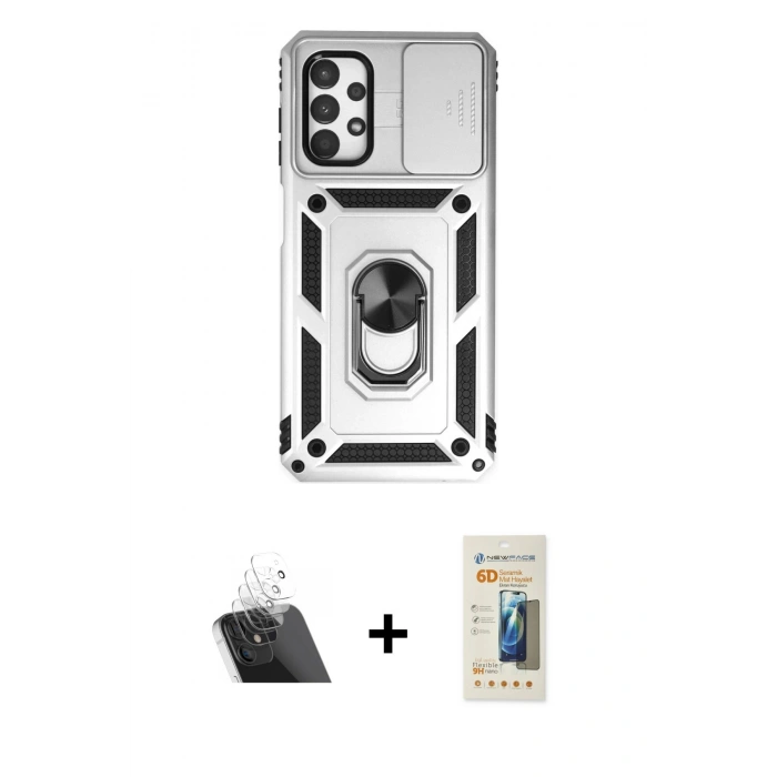 MARSİLYAN™- Galaxy A33 5G Kılıf Ahenk Klasik - Siyah 6D Mat Seramik Hayalet Nano Ekran Koruyucu + Kamera Lens Koruma Cam - SF