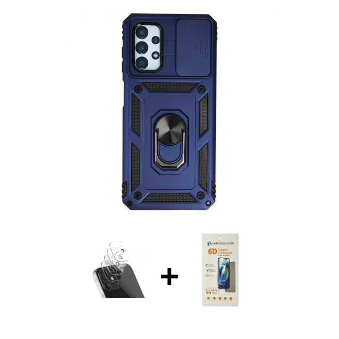 MARSİLYAN™- Galaxy A33 5G Kılıf Ahenk Klasik - Siyah 6D Mat Seramik Hayalet Nano Ekran Koruyucu + Kamera Lens Koruma Cam - SF
