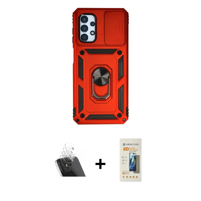 MARSİLYAN™- Galaxy A33 5G Kılıf Ahenk Klasik - Siyah 6D Mat Seramik Hayalet Nano Ekran Koruyucu + Kamera Lens Koruma Cam - SF