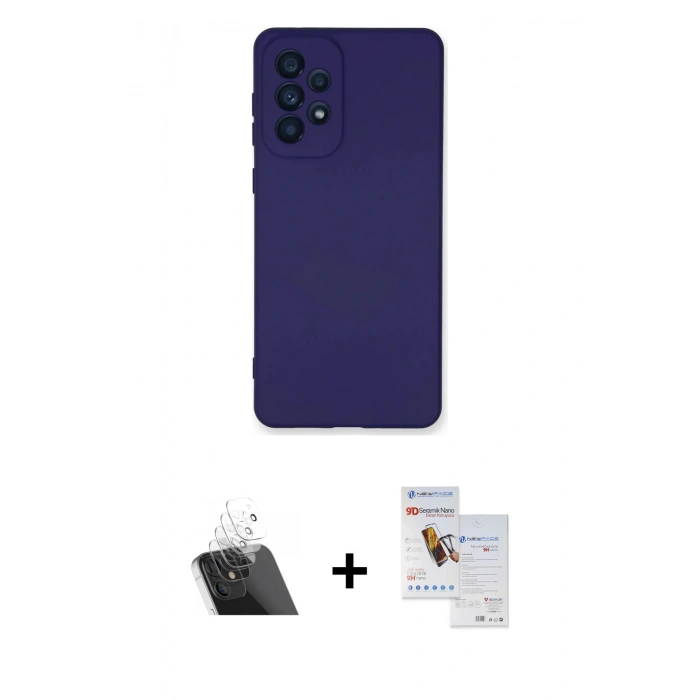 MARSİLYAN™- Galaxy A33 5G Kılıf Ahenk Serisi - Siyah Seramik Nano Ekran Koruyucu + Kamera Lens Koruma Cam - SF