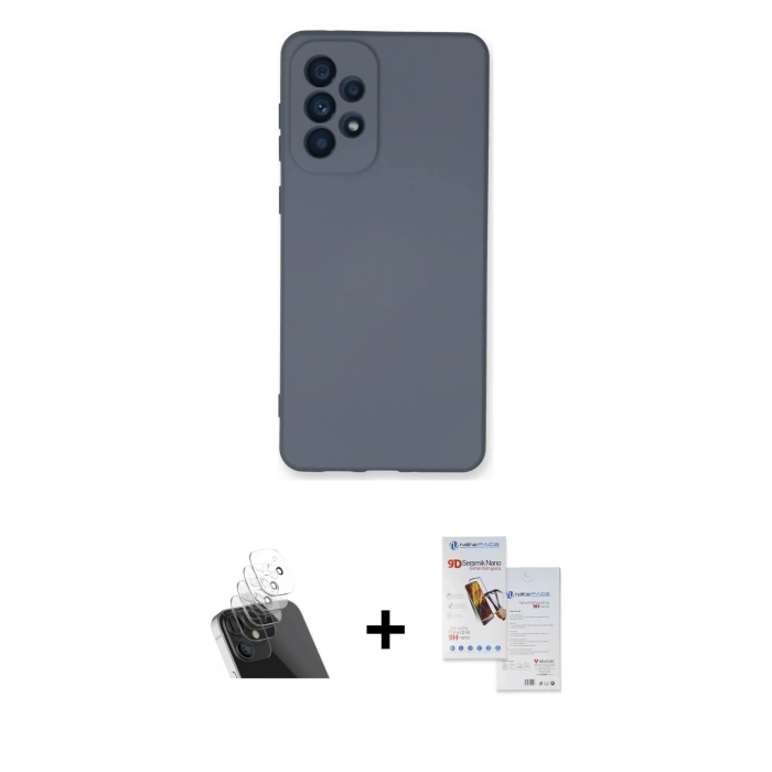 MARSİLYAN™- Galaxy A33 5G Kılıf Ahenk Serisi - Siyah Seramik Nano Ekran Koruyucu + Kamera Lens Koruma Cam - SF