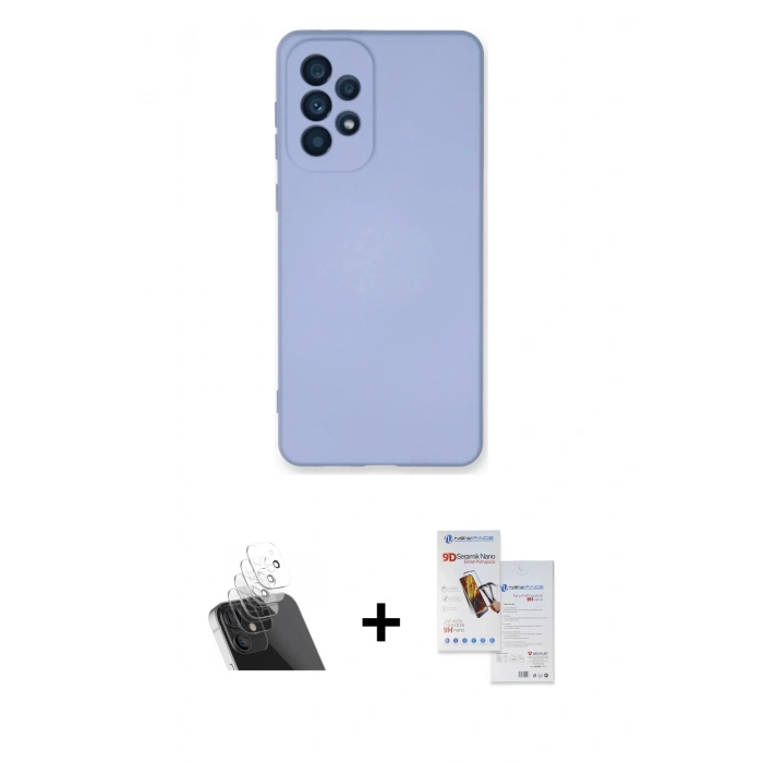 MARSİLYAN™- Galaxy A33 5G Kılıf Ahenk Serisi - Siyah Seramik Nano Ekran Koruyucu + Kamera Lens Koruma Cam - SF