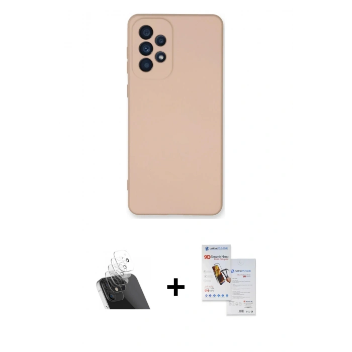 MARSİLYAN™- Galaxy A33 5G Kılıf Ahenk Serisi - Siyah Seramik Nano Ekran Koruyucu + Kamera Lens Koruma Cam - SF
