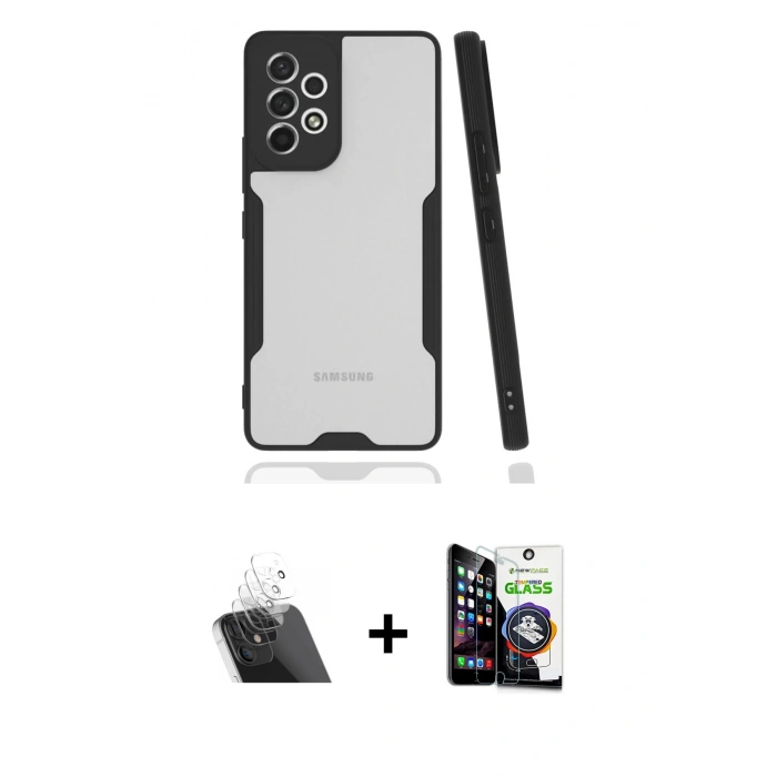 MARSİLYAN™- Galaxy A33 5G Kılıf Atlas Asil Serisi - Şeffaf Temperli Cam Ekran Koruyucu + Kamera Lens Koruma Cam - SF