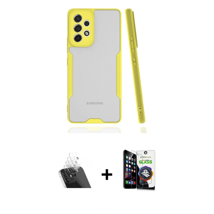 MARSİLYAN™- Galaxy A33 5G Kılıf Atlas Asil Serisi - Şeffaf Temperli Cam Ekran Koruyucu + Kamera Lens Koruma Cam - SF