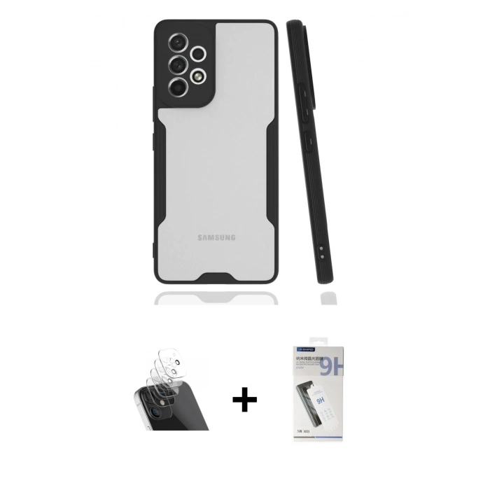 MARSİLYAN™- Galaxy A33 5G Kılıf Atlas Asil Serisi - Şeffaf Uv Polymer Nano Ekran Koruyucu + Kamera Lens Koruma Cam - SF