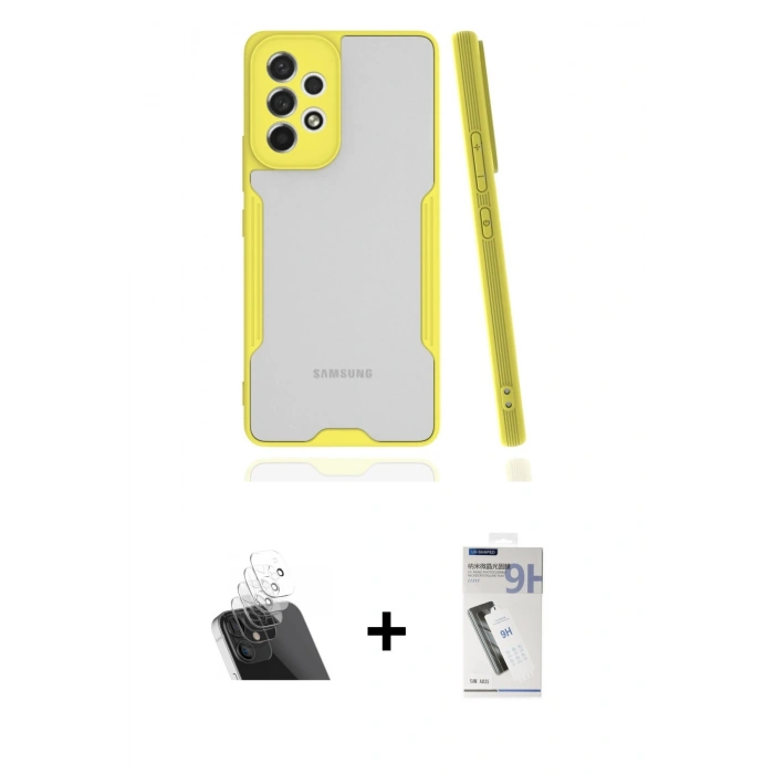 MARSİLYAN™- Galaxy A33 5G Kılıf Atlas Asil Serisi - Şeffaf Uv Polymer Nano Ekran Koruyucu + Kamera Lens Koruma Cam - SF