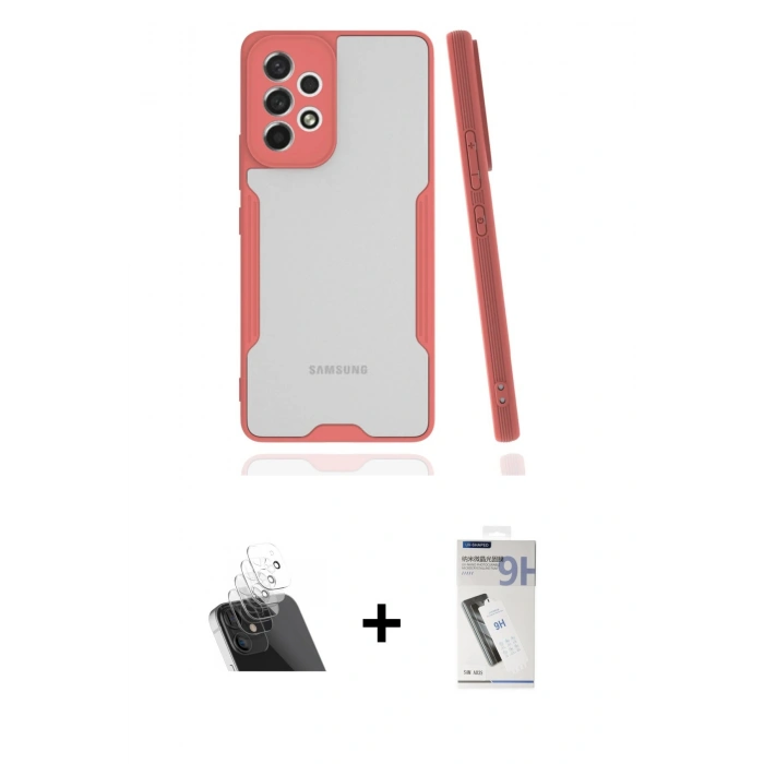 MARSİLYAN™- Galaxy A33 5G Kılıf Atlas Asil Serisi - Şeffaf Uv Polymer Nano Ekran Koruyucu + Kamera Lens Koruma Cam - SF