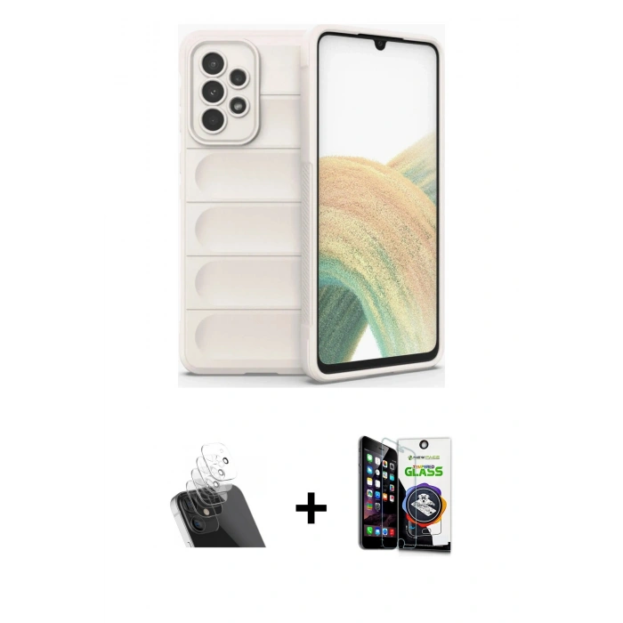 MARSİLYAN™- Galaxy A33 5G Kılıf Atlas Koleksiyonu - Şeffaf Temperli Cam Ekran Koruyucu + Kamera Lens Koruma Cam - SF