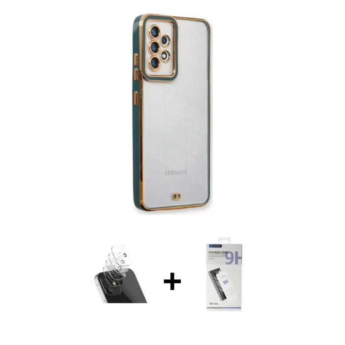 MARSİLYAN™- Galaxy A33 5G Kılıf Çekirdek Klasik Serisi - Şeffaf Uv Polymer Nano Ekran Koruyucu + Kamera Lens Koruma Cam - SF