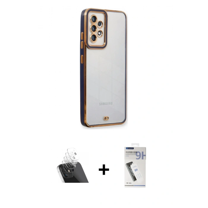 MARSİLYAN™- Galaxy A33 5G Kılıf Çekirdek Klasik Serisi - Şeffaf Uv Polymer Nano Ekran Koruyucu + Kamera Lens Koruma Cam - SF