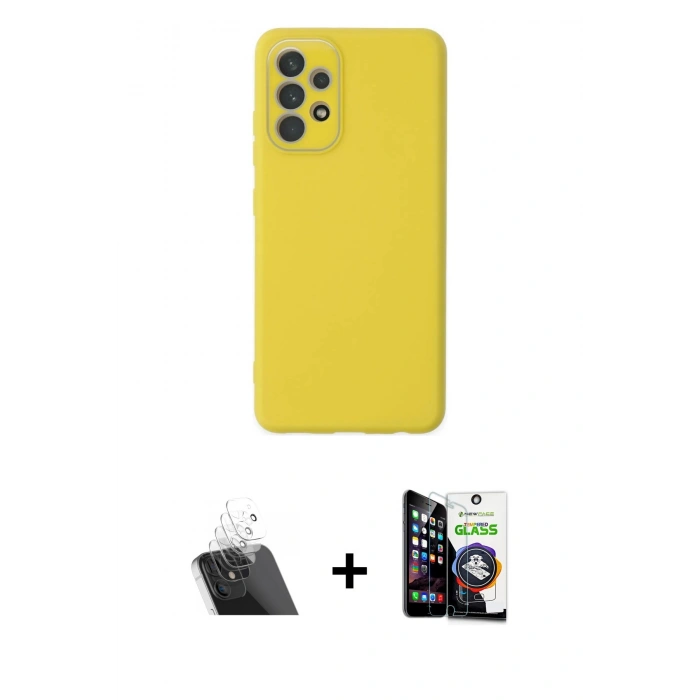 MARSİLYAN™- Galaxy A33 5G Kılıf Çekirdek Modern Serisi - Şeffaf Temperli Cam Ekran Koruyucu + Kamera Lens Koruma Cam - SF