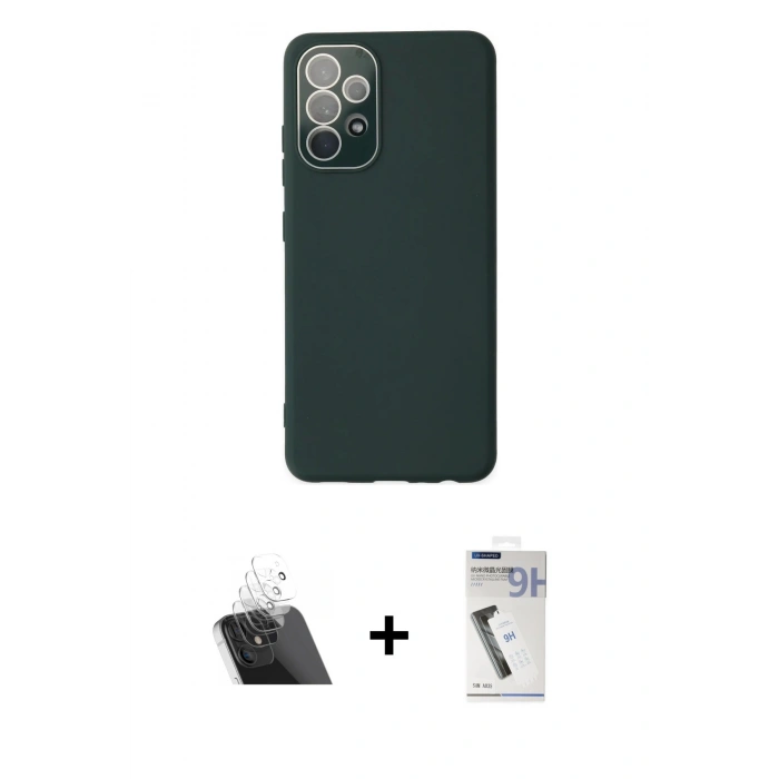 MARSİLYAN™- Galaxy A33 5G Kılıf Çekirdek Modern Serisi - Şeffaf Uv Polymer Nano Ekran Koruyucu + Kamera Lens Koruma Cam - SF