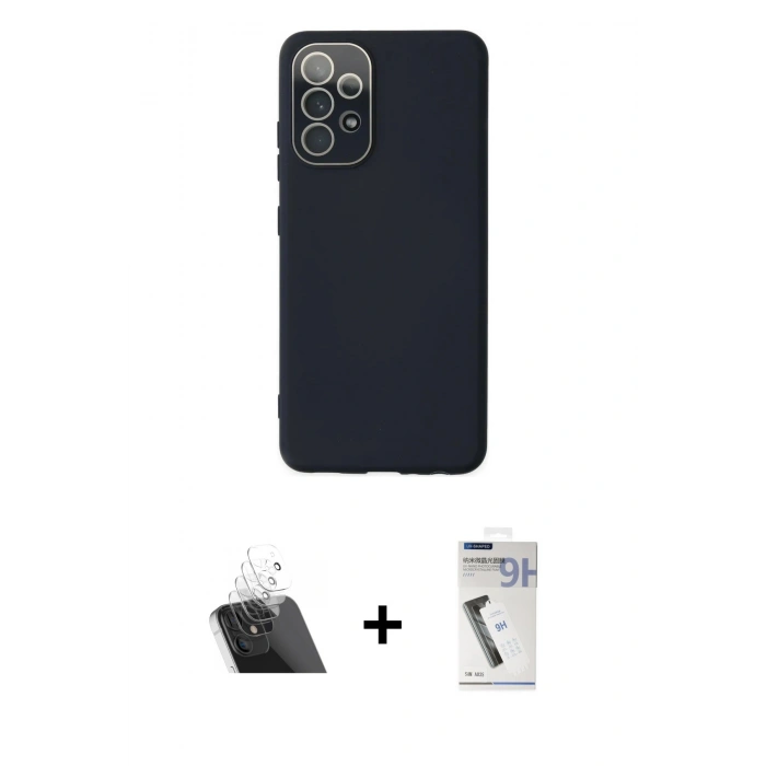 MARSİLYAN™- Galaxy A33 5G Kılıf Çekirdek Modern Serisi - Şeffaf Uv Polymer Nano Ekran Koruyucu + Kamera Lens Koruma Cam - SF