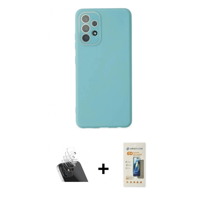 MARSİLYAN™- Galaxy A33 5G Kılıf Çekirdek Modern Serisi - Siyah 6D Mat Seramik Hayalet Nano Ekran Koruyucu + Kamera Lens Koruma Cam - SF