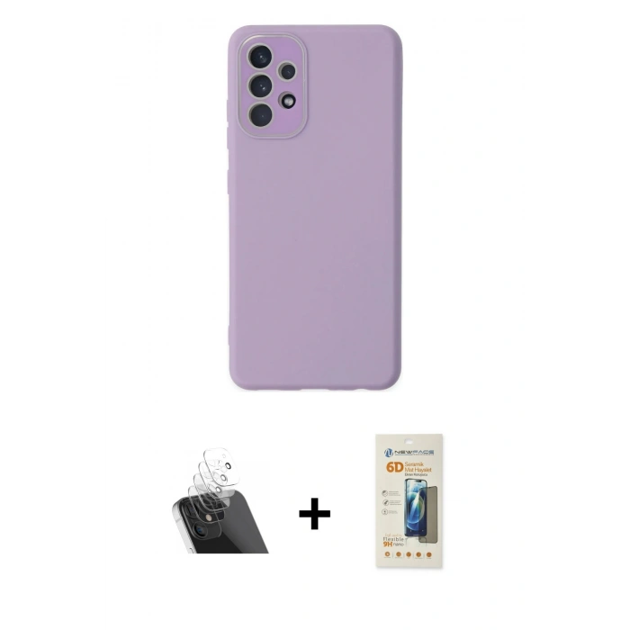 MARSİLYAN™- Galaxy A33 5G Kılıf Çekirdek Modern Serisi - Siyah 6D Mat Seramik Hayalet Nano Ekran Koruyucu + Kamera Lens Koruma Cam - SF