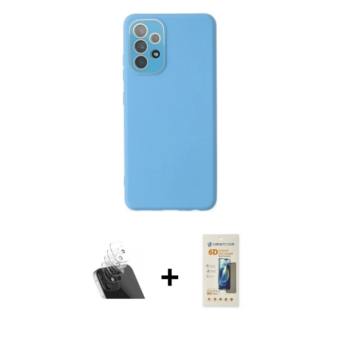 MARSİLYAN™- Galaxy A33 5G Kılıf Çekirdek Modern Serisi - Siyah 6D Mat Seramik Hayalet Nano Ekran Koruyucu + Kamera Lens Koruma Cam - SF