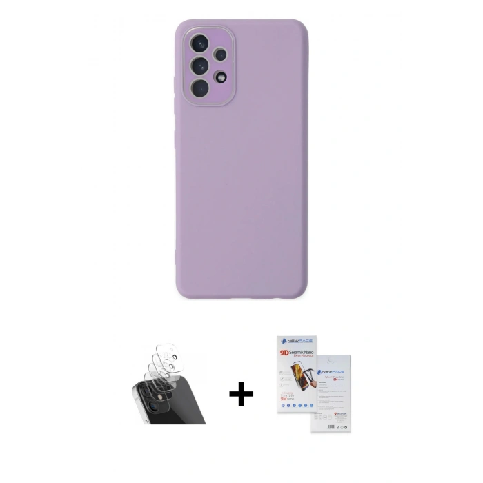 MARSİLYAN™- Galaxy A33 5G Kılıf Çekirdek Modern Serisi - Siyah Seramik Nano Ekran Koruyucu + Kamera Lens Koruma Cam - SF