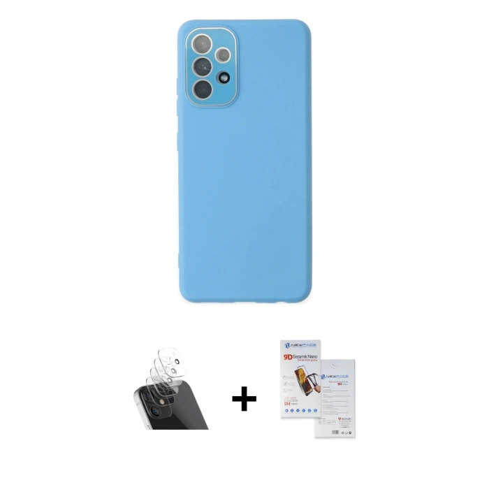 MARSİLYAN™- Galaxy A33 5G Kılıf Çekirdek Modern Serisi - Siyah Seramik Nano Ekran Koruyucu + Kamera Lens Koruma Cam - SF