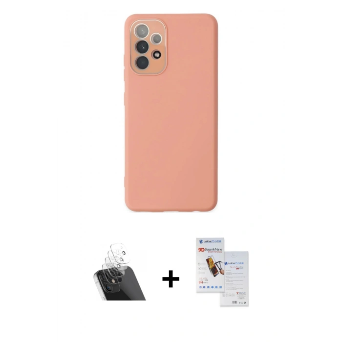 MARSİLYAN™- Galaxy A33 5G Kılıf Çekirdek Modern Serisi - Siyah Seramik Nano Ekran Koruyucu + Kamera Lens Koruma Cam - SF