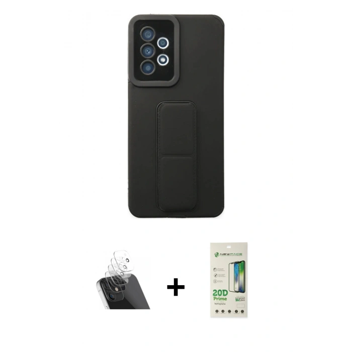MARSİLYAN™- Galaxy A33 5G Kılıf Çekirdek Yansıma - Siyah 20D Premium Cam Ekran Koruyucu + Kamera Lens Koruma Cam - SF