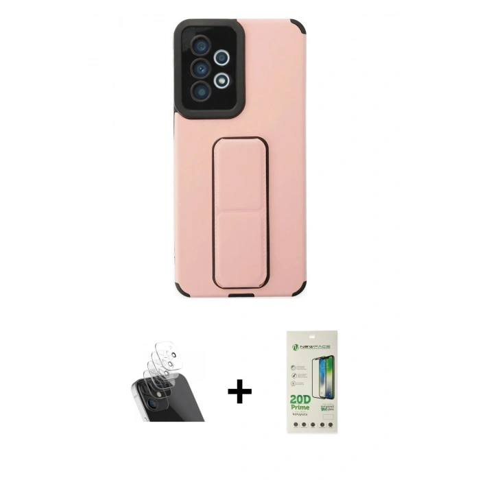 MARSİLYAN™- Galaxy A33 5G Kılıf Çekirdek Yansıma - Siyah 20D Premium Cam Ekran Koruyucu + Kamera Lens Koruma Cam - SF