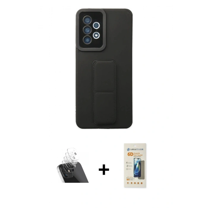 MARSİLYAN™- Galaxy A33 5G Kılıf Çekirdek Yansıma - Siyah 6D Mat Seramik Hayalet Nano Ekran Koruyucu + Kamera Lens Koruma Cam - SF