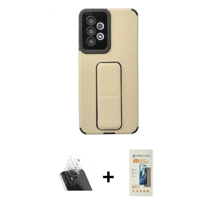 MARSİLYAN™- Galaxy A33 5G Kılıf Çekirdek Yansıma - Siyah 6D Mat Seramik Hayalet Nano Ekran Koruyucu + Kamera Lens Koruma Cam - SF