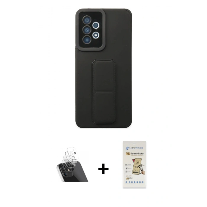 MARSİLYAN™- Galaxy A33 5G Kılıf Çekirdek Yansıma - Siyah Mat Seramik Nano Ekran Koruyucu + Kamera Lens Koruma Cam - SF