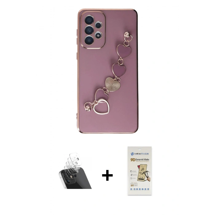 MARSİLYAN™- Galaxy A33 5G Kılıf Nova Işık Prime - Siyah Mat Seramik Nano Ekran Koruyucu + Kamera Lens Koruma Cam - SF