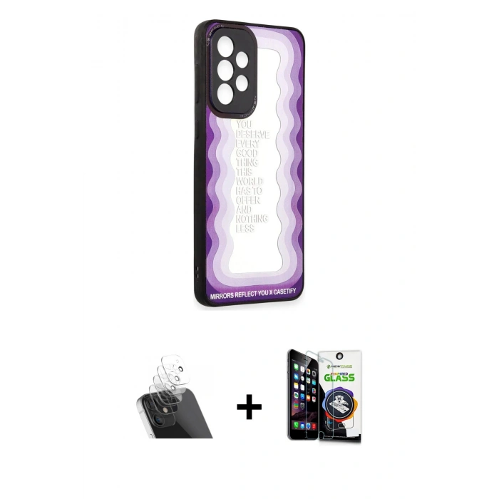 MARSİLYAN™- Galaxy A33 5G Kılıf Odak Klasik Serisi - Şeffaf Temperli Cam Ekran Koruyucu + Şeffaf Kamera Lens Koruma Cam