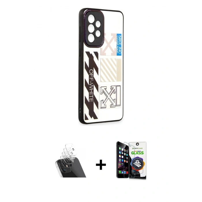 MARSİLYAN™- Galaxy A33 5G Kılıf Odak Klasik Serisi - Şeffaf Temperli Cam Ekran Koruyucu + Şeffaf Kamera Lens Koruma Cam