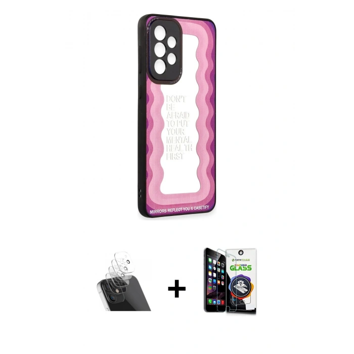 MARSİLYAN™- Galaxy A33 5G Kılıf Odak Klasik Serisi - Şeffaf Temperli Cam Ekran Koruyucu + Şeffaf Kamera Lens Koruma Cam