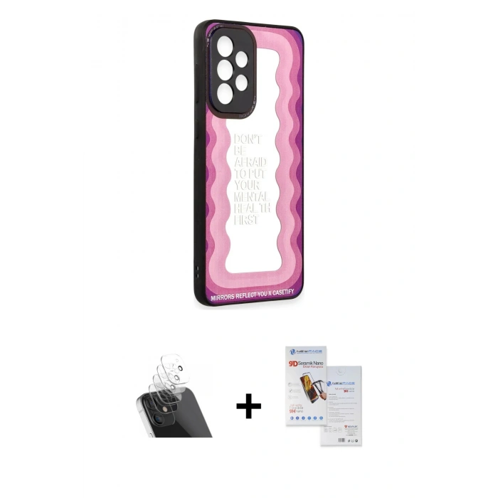 MARSİLYAN™- Galaxy A33 5G Kılıf Odak Klasik Serisi - Siyah Seramik Nano Ekran Koruyucu + Kamera Lens Koruma Cam - SF