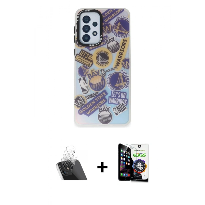 MARSİLYAN™- Galaxy A33 5G Kılıf Siluet Çizgi Koleksiyonu - Şeffaf Temperli Cam Ekran Koruyucu + Kamera Lens Koruma Cam - SF