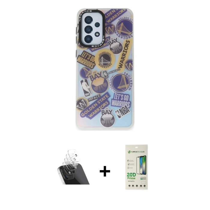 MARSİLYAN™- Galaxy A33 5G Kılıf Siluet Çizgi Koleksiyonu - Siyah 20D Premium Cam Ekran Koruyucu + Kamera Lens Koruma Cam - SF