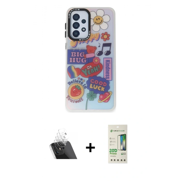 MARSİLYAN™- Galaxy A33 5G Kılıf Siluet Çizgi Koleksiyonu - Siyah 20D Premium Cam Ekran Koruyucu + Kamera Lens Koruma Cam - SF