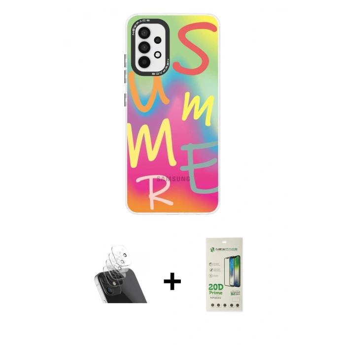MARSİLYAN™- Galaxy A33 5G Kılıf Siluet Çizgi Koleksiyonu - Siyah 20D Premium Cam Ekran Koruyucu + Kamera Lens Koruma Cam - SF