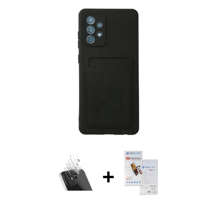 MARSİLYAN™- Galaxy A33 5G Kılıf Vadi Çizgi Prime - Siyah Seramik Nano Ekran Koruyucu + Kamera Lens Koruma Cam - SF