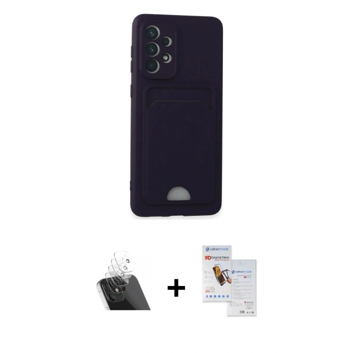 MARSİLYAN™- Galaxy A33 5G Kılıf Vadi Çizgi Prime - Siyah Seramik Nano Ekran Koruyucu + Kamera Lens Koruma Cam - SF