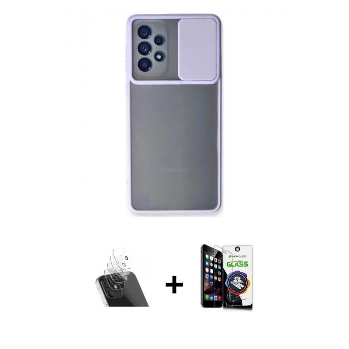 MARSİLYAN™- Galaxy A33 5G Kılıf Vadi Çizgi - Şeffaf Temperli Cam Ekran Koruyucu + Şeffaf Kamera Lens Koruma Cam