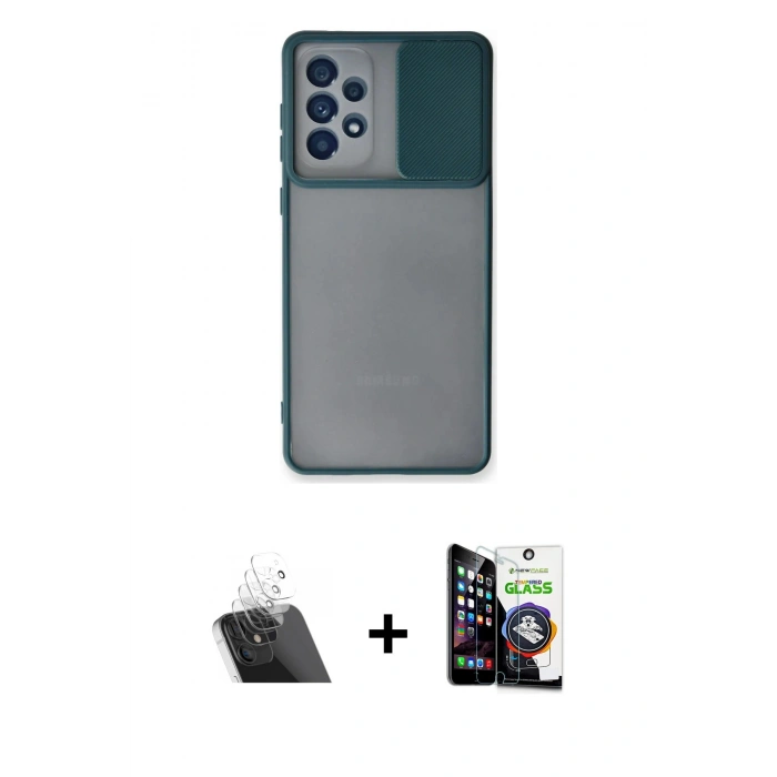 MARSİLYAN™- Galaxy A33 5G Kılıf Vadi Çizgi - Şeffaf Temperli Cam Ekran Koruyucu + Şeffaf Kamera Lens Koruma Cam