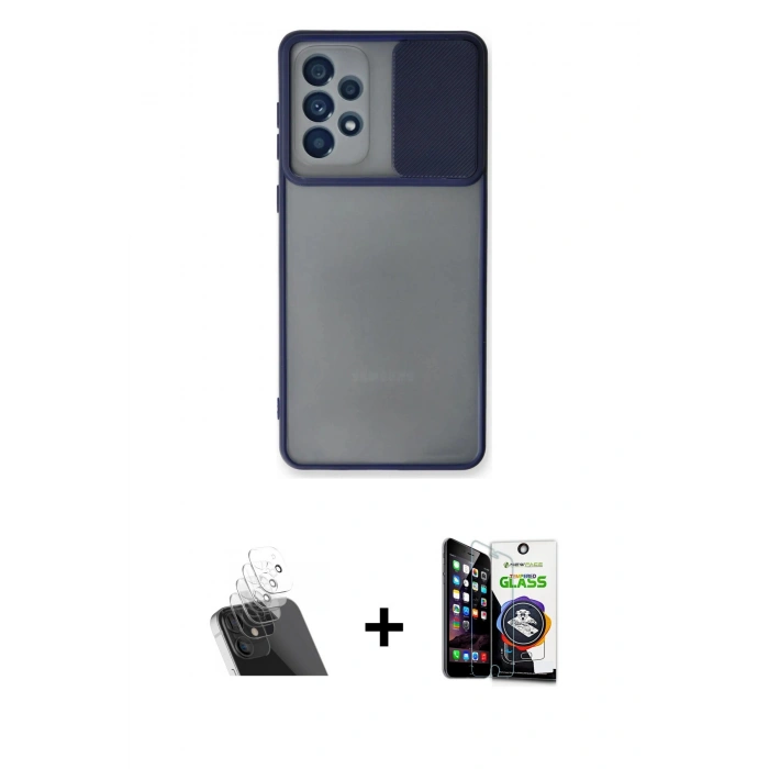MARSİLYAN™- Galaxy A33 5G Kılıf Vadi Çizgi - Şeffaf Temperli Cam Ekran Koruyucu + Şeffaf Kamera Lens Koruma Cam