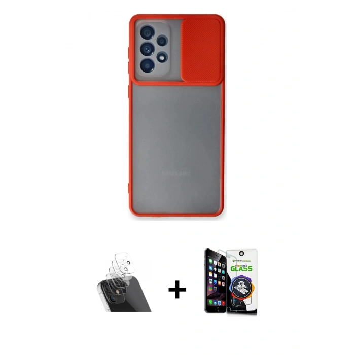 MARSİLYAN™- Galaxy A33 5G Kılıf Vadi Çizgi - Şeffaf Temperli Cam Ekran Koruyucu + Şeffaf Kamera Lens Koruma Cam
