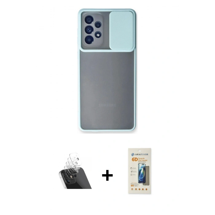 MARSİLYAN™- Galaxy A33 5G Kılıf Vadi Çizgi - Siyah 6D Mat Seramik Hayalet Nano Ekran Koruyucu + Kamera Lens Koruma Cam - SF