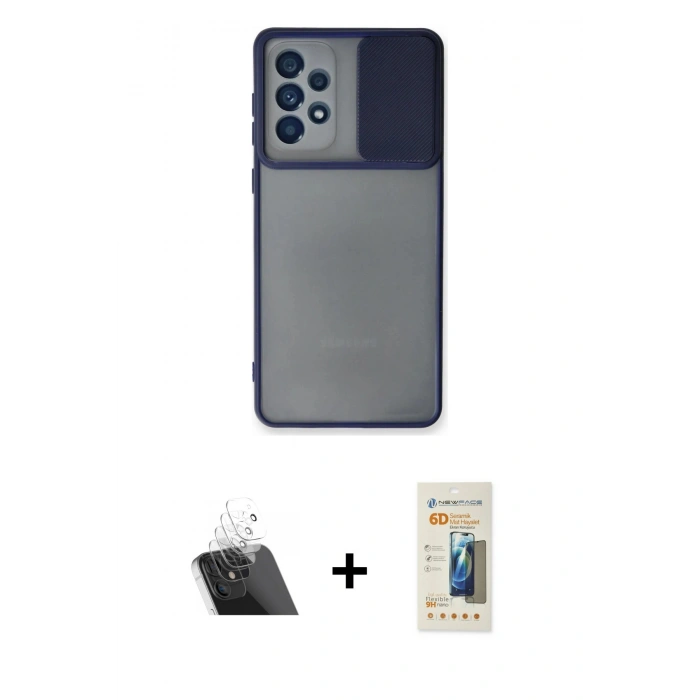 MARSİLYAN™- Galaxy A33 5G Kılıf Vadi Çizgi - Siyah 6D Mat Seramik Hayalet Nano Ekran Koruyucu + Kamera Lens Koruma Cam - SF