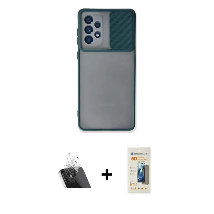 MARSİLYAN™- Galaxy A33 5G Kılıf Vadi Çizgi - Siyah 6D Mat Seramik Hayalet Nano Ekran Koruyucu + Kamera Lens Koruma Cam - SF