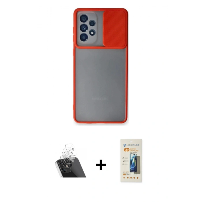 MARSİLYAN™- Galaxy A33 5G Kılıf Vadi Çizgi - Siyah 6D Mat Seramik Hayalet Nano Ekran Koruyucu + Kamera Lens Koruma Cam - SF
