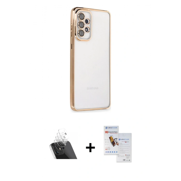 MARSİLYAN™- Galaxy A33 5G Kılıf Vadi Minimal - Siyah Seramik Nano Ekran Koruyucu + Kamera Lens Koruma Cam - SF